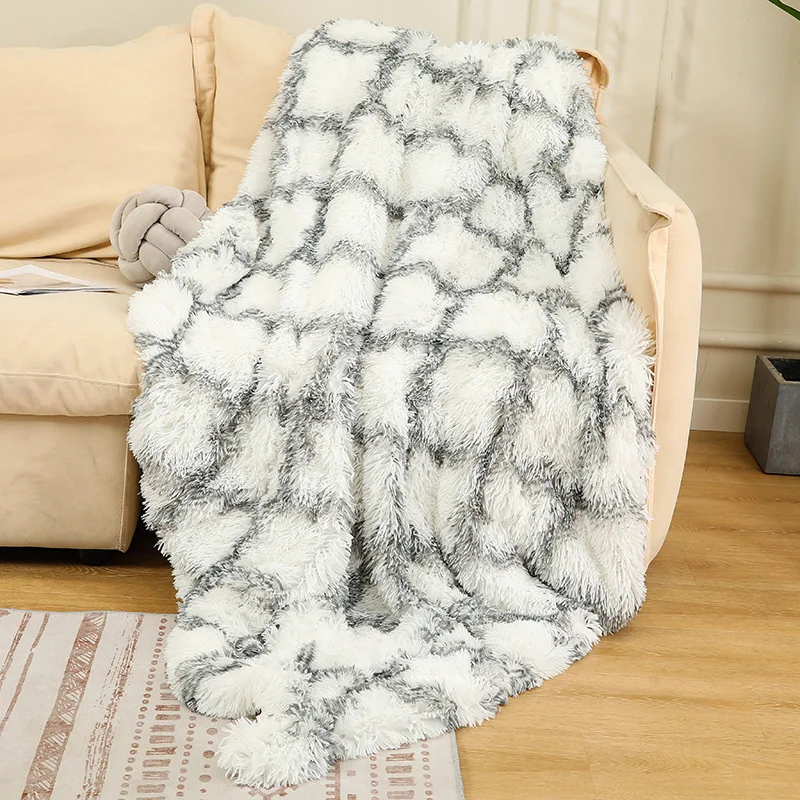 Shaggy Throw Blanket Soft Long Plush Bed Cover Blanket Fluffy Faux Fur Tie Dye Bedspread Winter Warm Blankets For Bed Couch Sofa