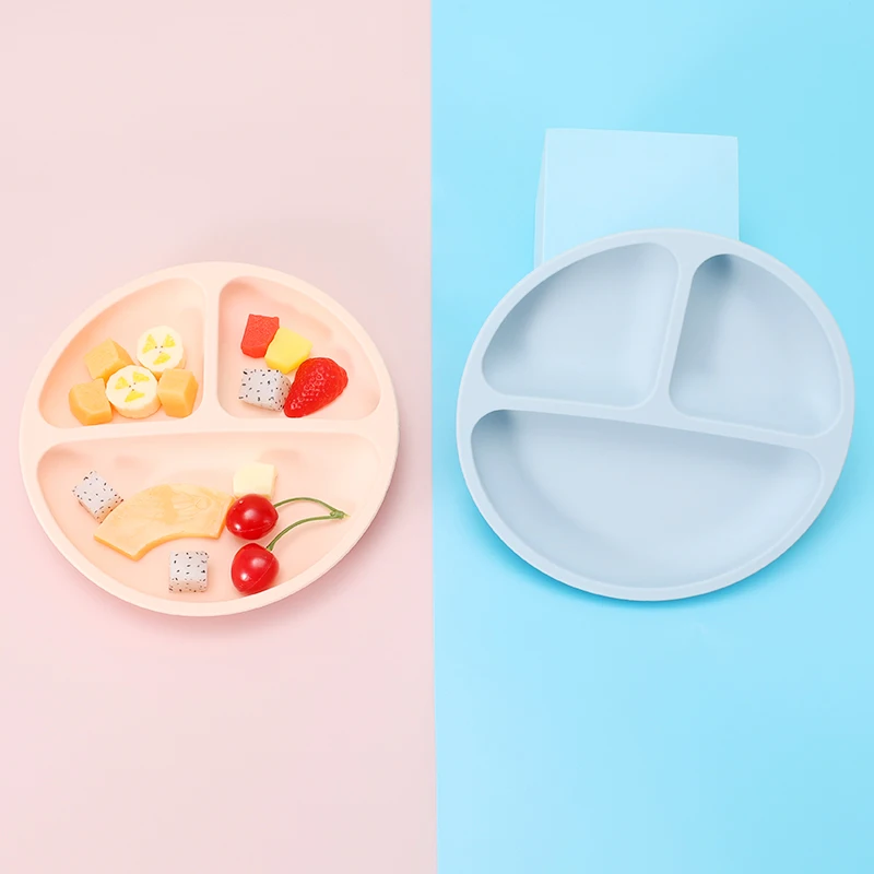 

Silicone dinner plate 100% Silicone Plates Stay Put with Suction Feature Divided Design Microwave & Dishwasher Safe