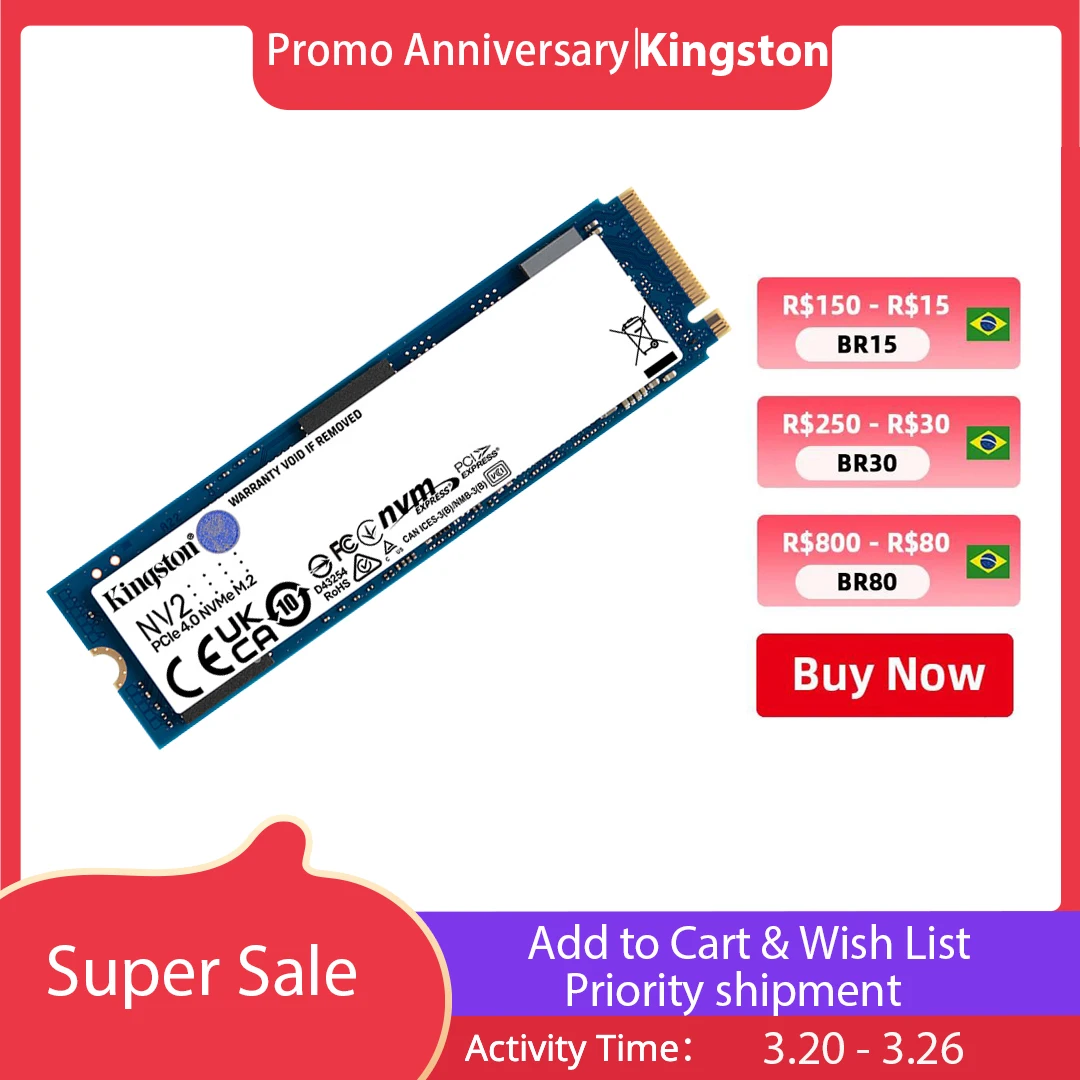 

Kingston 240 ГБ 480 ГБ 960 ГБ NV2 NVMe M.2 SSD 512 ГБ Внутренний твердотельный жесткий диск NVMe M2 SSD KC3000 250 ГБ 500 Гб ТБ 2 ТБ NV1