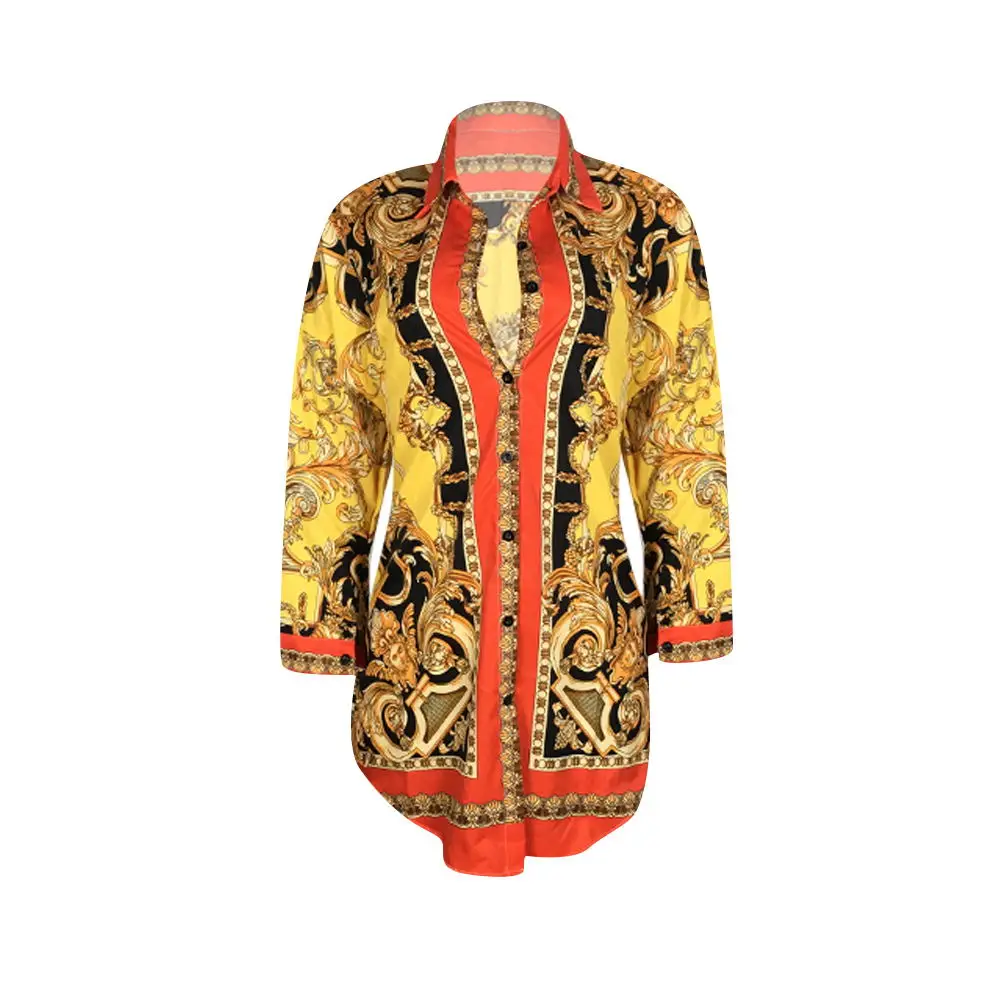 

Женское зимнее облегающее мини-платье, свободные сексуальные повседневные бандажные платья-рубашки с пуговицами и национальным принтом дл...