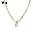 Женская Цепь для тенниса Vnox, роскошная цепь 2 мм из нержавеющей стали золотого цвета с камнями AAA CZ, крошечная кулон для девушек