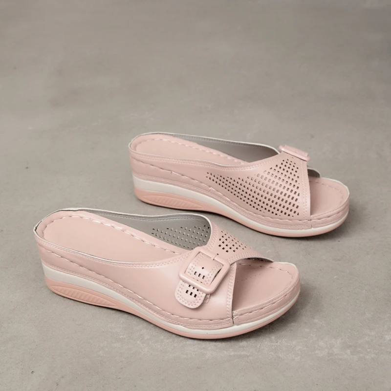 

Women Slippers 2022 Summer Platform Wedge Sandals Women Outdoor Casual Beach Shoes Women Closed Toe Flat Slippers Plus Size 43