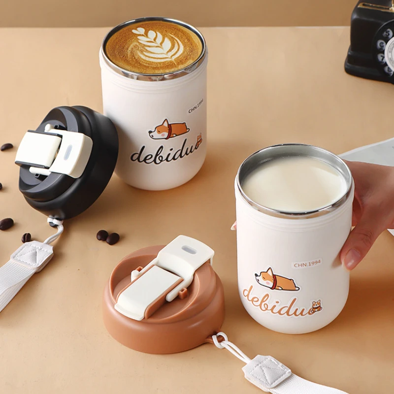 Ручная Кофейная Чашка Из Нержавеющей Стали 304 С Крышкой Автомобильная Двойными