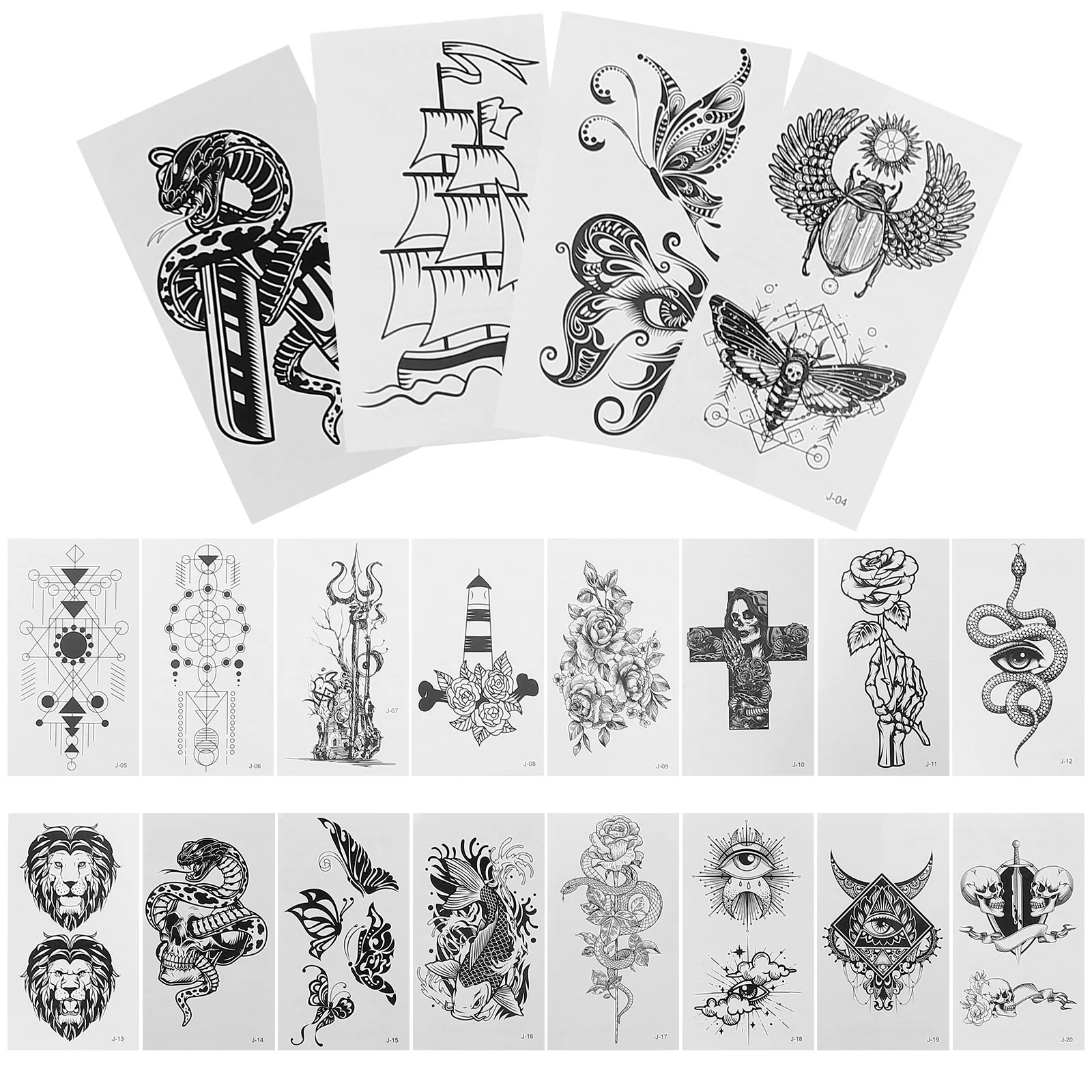 

20 Pcs Temporary Tattoos Halloween Fake Sticker Girl Decorative Paper Stickers Women