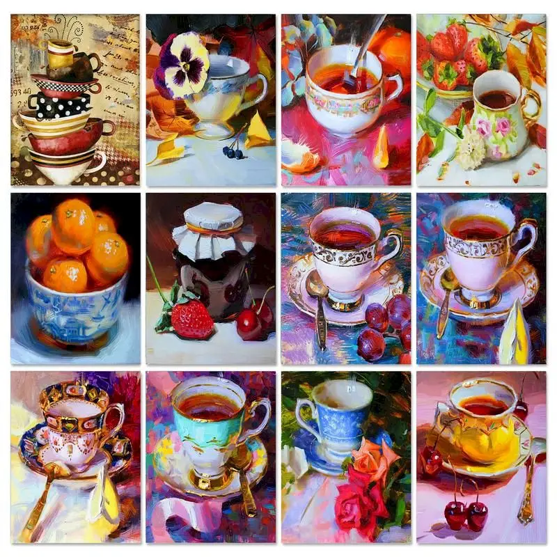 

GATYZTORY Picture By Number Classic Cup Diy Drawing Canvas Oil Painting By Numbers Picture Paint Landscape Home Decoration