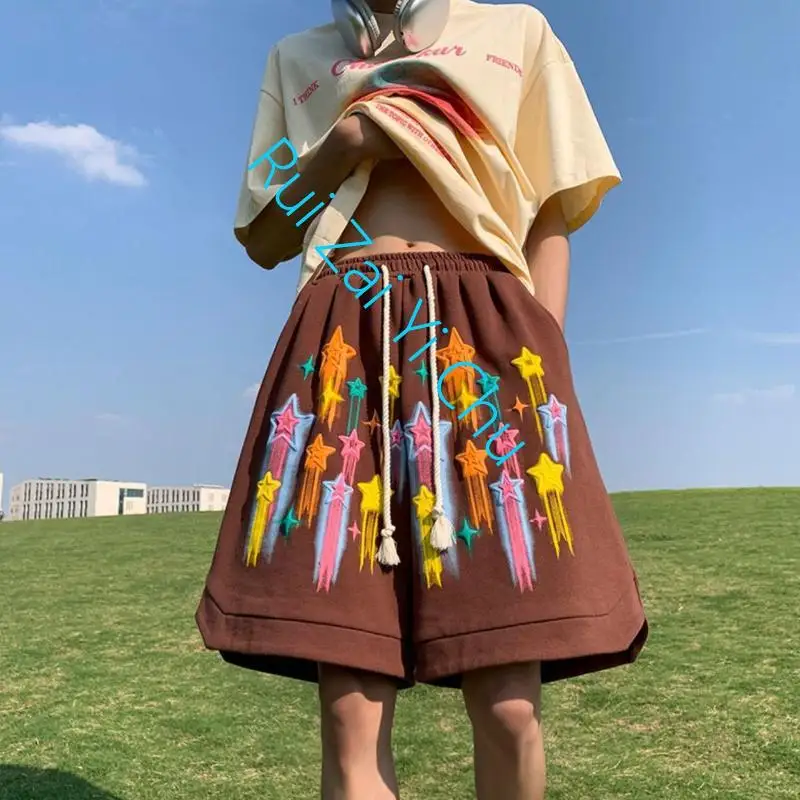 Students Joker Pants 2023 Fashion Summer Vintage Y2K Shorts New All-Star Sports Shorts Women Summer Casual Loose Wide-Leg Pants