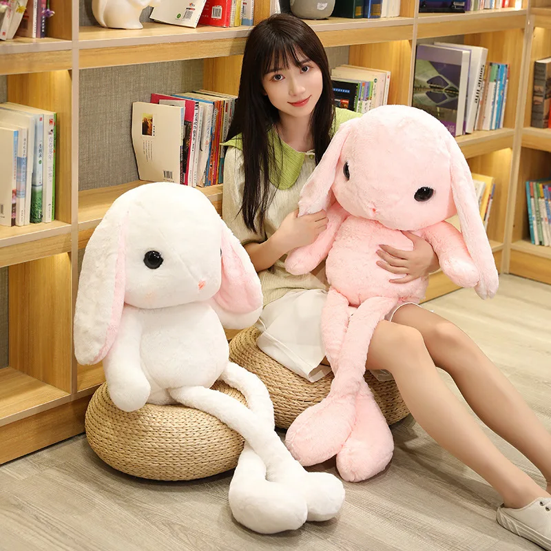 

80-120 см креативный Забавный Телескопический Кролик плюшевая игрушка мягкие реалистичные животные подтягивающие уши Кролик куклы для детей ...
