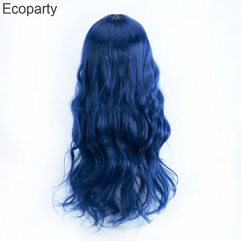 Женский парик для ролевых игр Cosplay голубой длинный кудрявый с разделением по