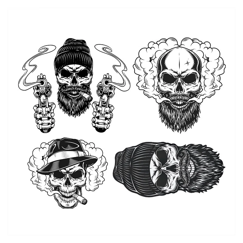 

Punk Bearded skeleton Heat Transfer Iron On Patches For Clothing DIY A-level Washable Thermo Strpis Sticker On Clothes decorate
