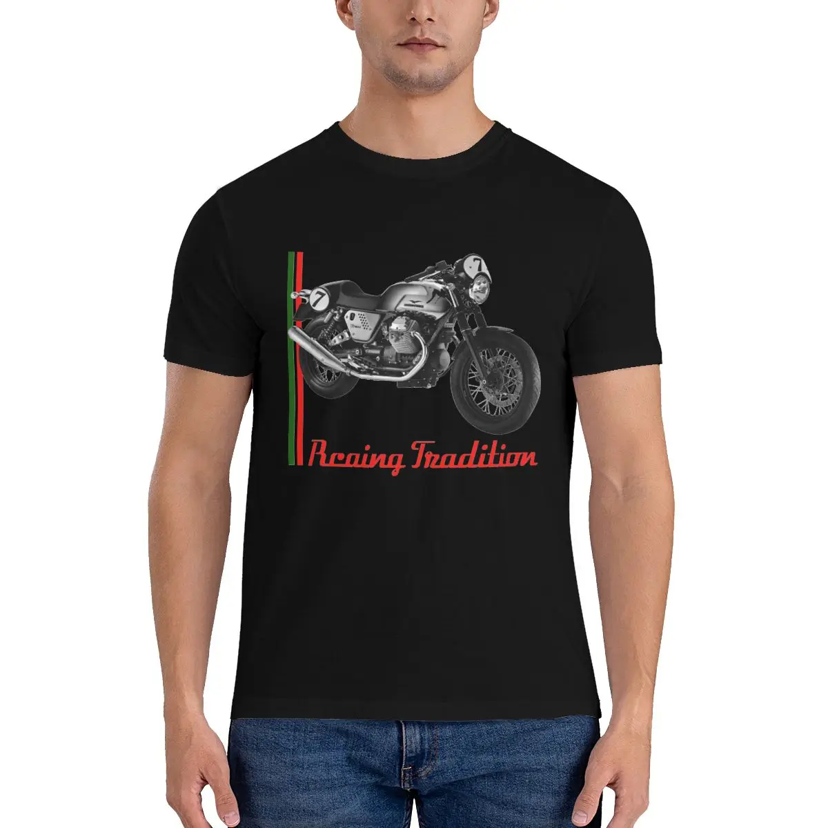 Moto Guzzi V7 Cafe футболка с рисунком гонщик симпатичная Ретро хипстерская