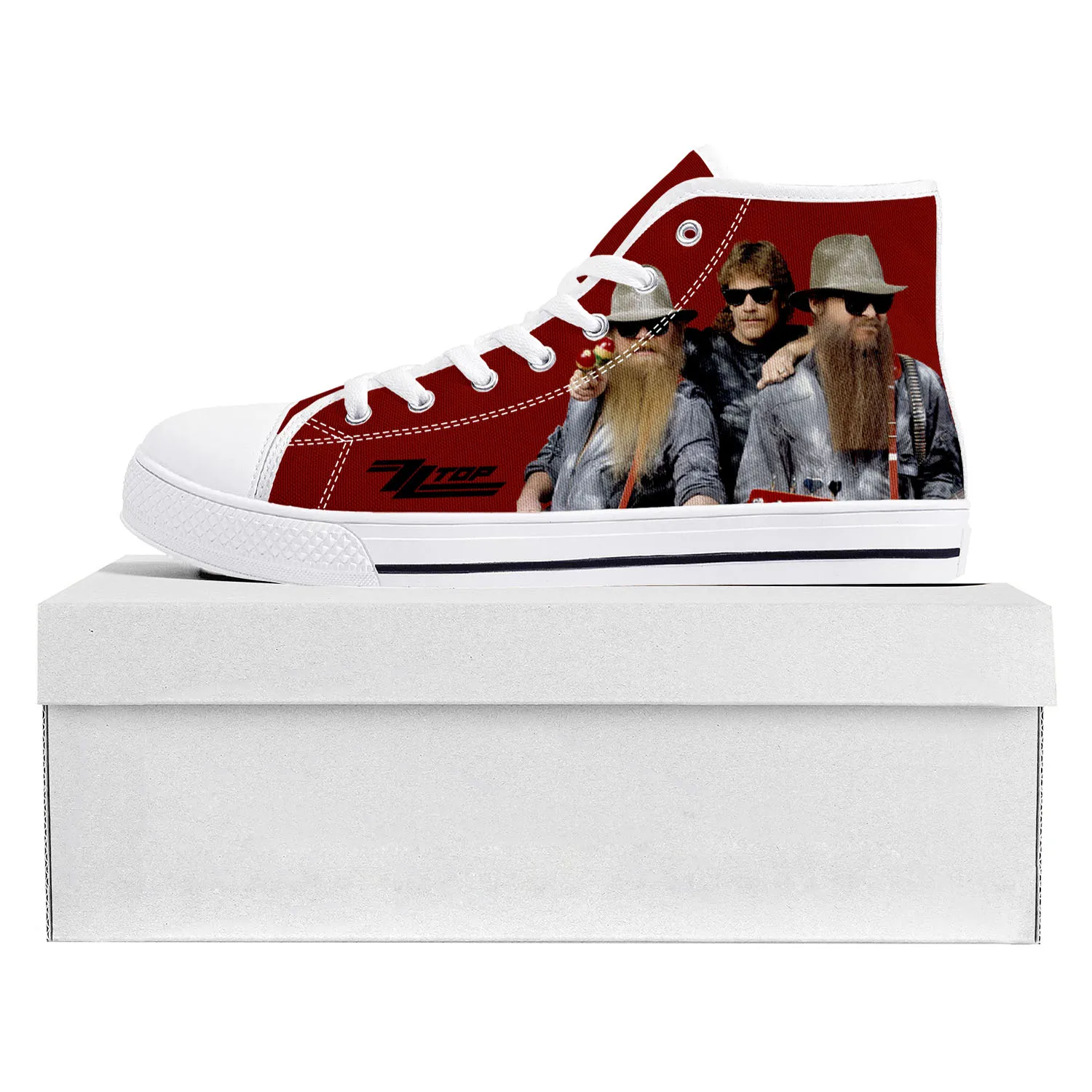ZZ Top Hard Rock Band Fashion Popular High Top High Quality Sneakers Mens Womens Teenager Canvas Sneaker Couple Shoe Custom Shoe