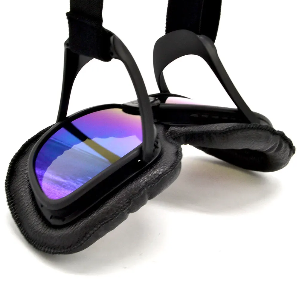 BJMOTO черные кожаные очки солнцезащитные лыжные для мотокросса винтажные пилотные