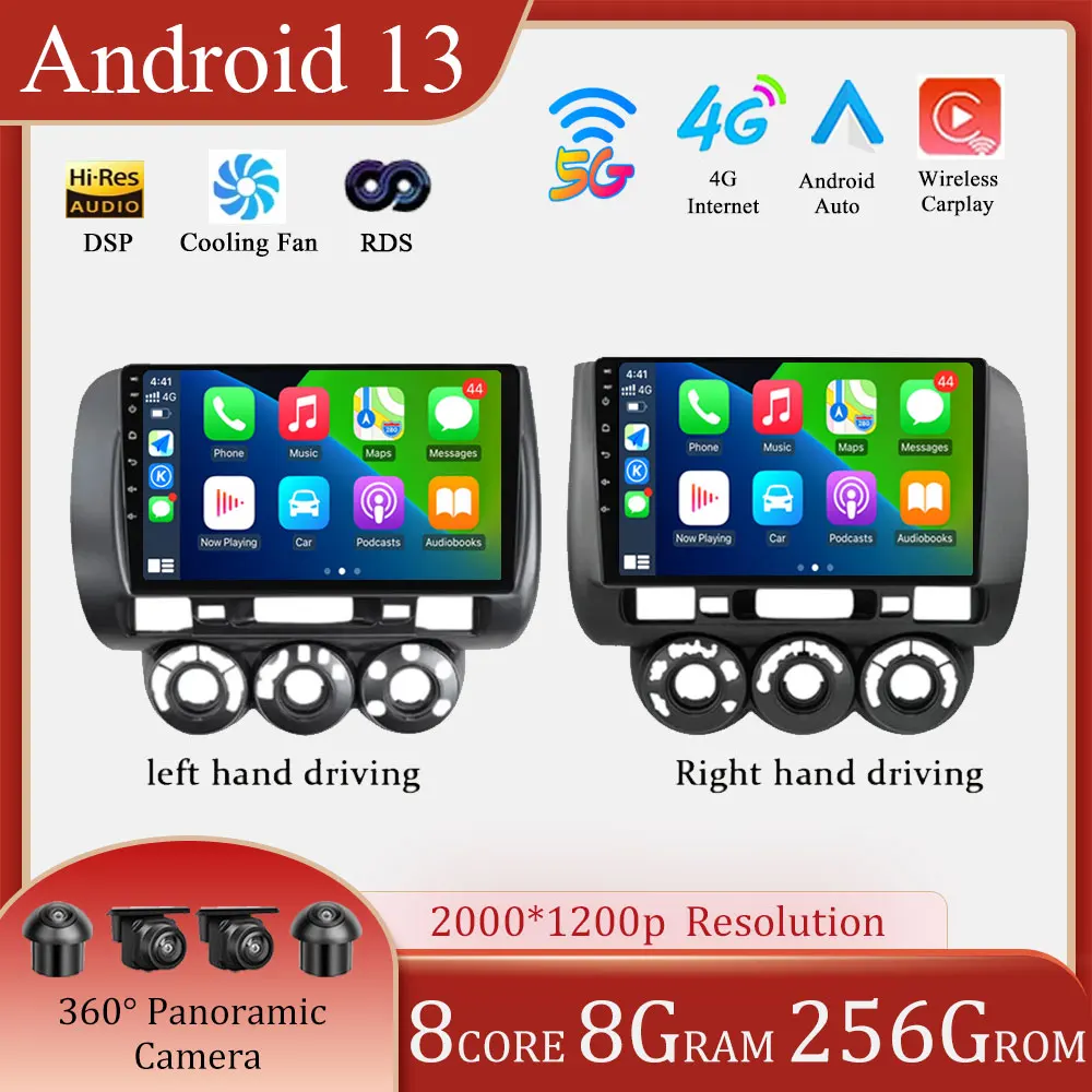 

9 дюймов Android 13 для Honda Fit Jazz City 2002 2003 2004 2005 2006 2007 Автомагнитола мультимедийный видеоплеер Стерео GPS навигация