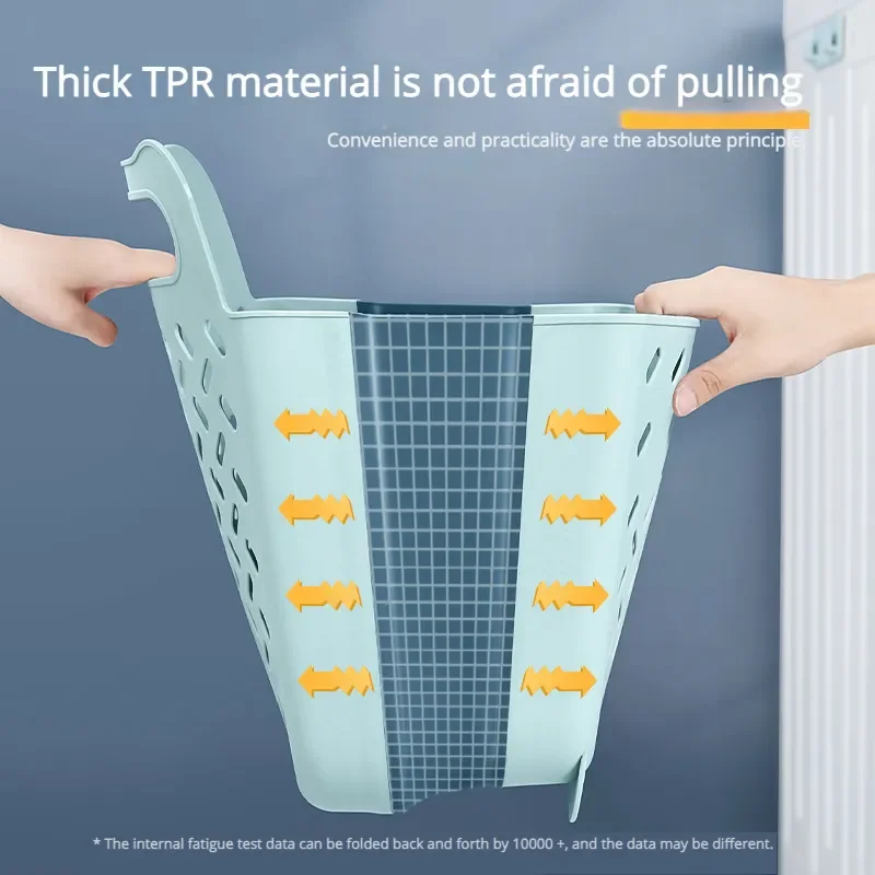 

2023 Folding Bathroom Laundry Basket Wall-mounted Dirty Clothes Storage Basket Household Laundry Bag Laundry Bathroom Organizer
