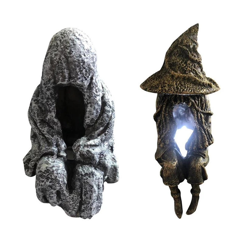 

Witch Ghoul Statues Yard Lamp Sitting Resin Ornaments LED Garden Light For Outdoor Decor Mystery Garden Accessories