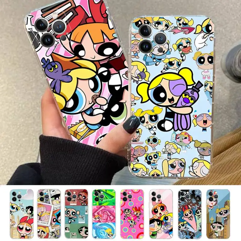 

The P-Powerpuffs Girls Phone Case For iPhone 14 11 12 13 Mini Pro XS Max Cover 6 7 8 Plus X XR SE 2020 Funda Shell