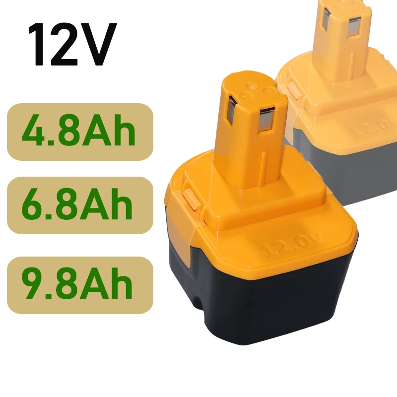 

12V 4.8Ah/6.8Ah/9.8Ah Ni-Cd Replacement Battery for Ryobi 1400652 1400670 1400652B 1400143 RY-1204 R10510 RY1201 TDS4000 TF1100
