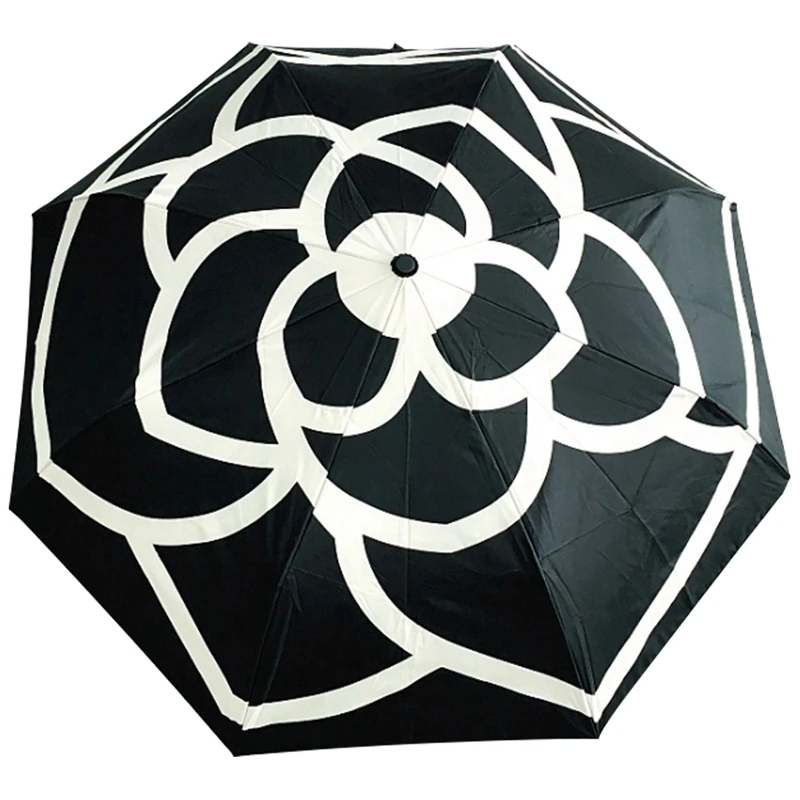 

High Quality Camellia Automatic Umbrella Rain Women Men Folding UV Sun Transparent Sunshade Umbrellas