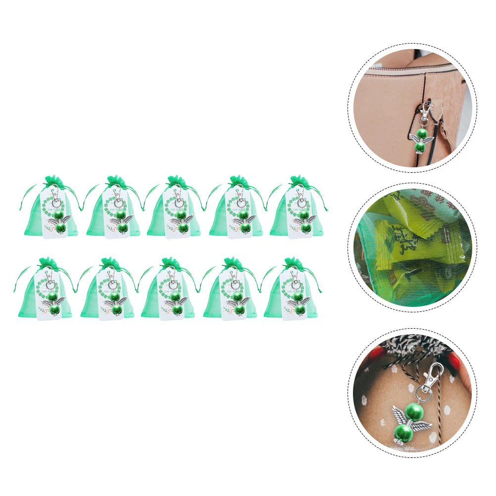 

Keychain Pendant Backpack Ornament Angel Keychains Day Favors S Patrick Key Charms Keyring Gifts Chain Guardian Gift Ring Pearl