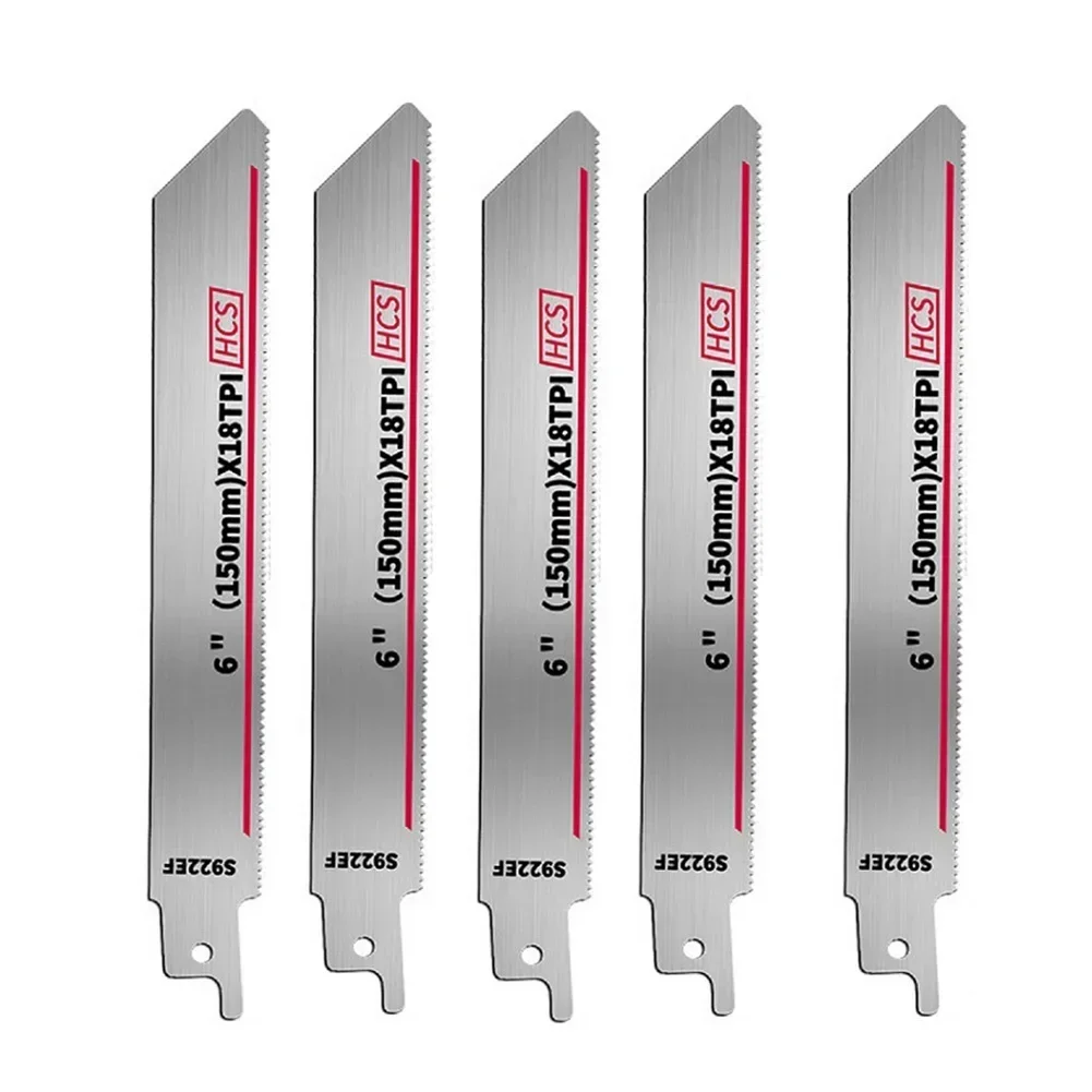 

5 шт., 150 мм, S922, набор полотен для сабельной пилы, 18TPI, набор для сабельной пилы по металлу, дереву, деревообработка