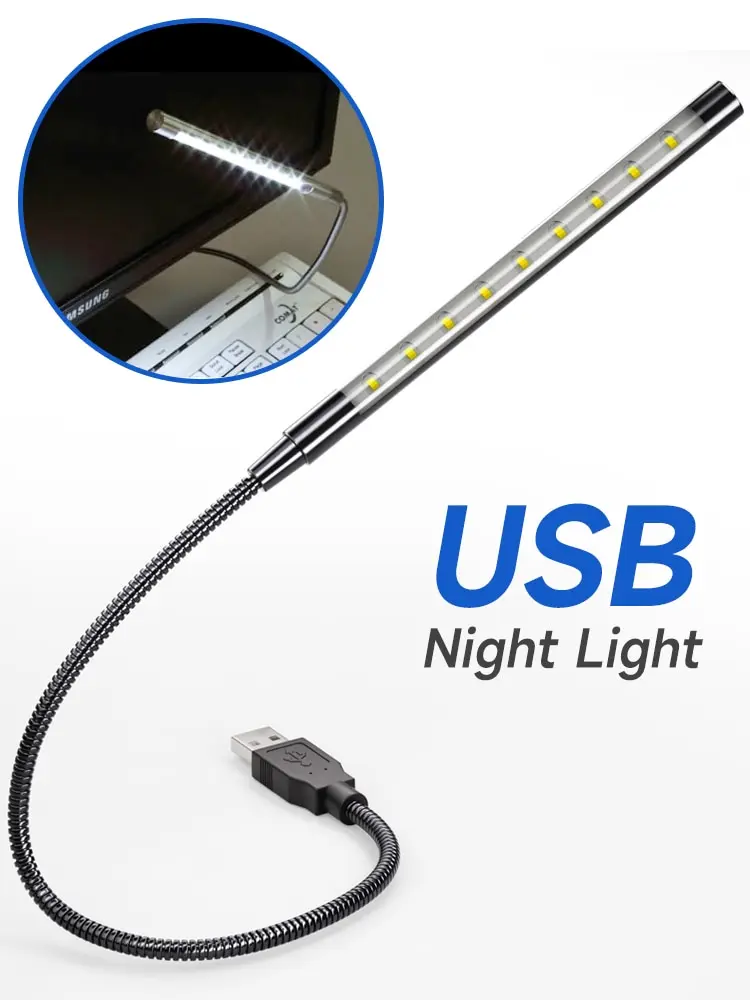 

Мини-лампа для чтения USB LED, гибкая, черная
