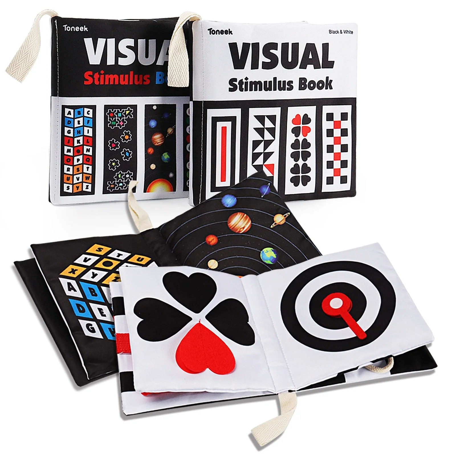 

Baby Books Toys, High Contrast Black and White Books, Non Toxic Fabric Touch and Feel Crinkle Cloth Books, Toys for Infants