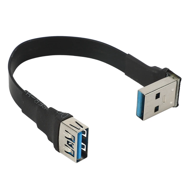 

3x USB 3,0 плоский Удлинительный кабель USB штекер-гнездо Кабель для передачи данных под прямым углом 90 градусов USB3.0 Удлинительный шнур, 10 см