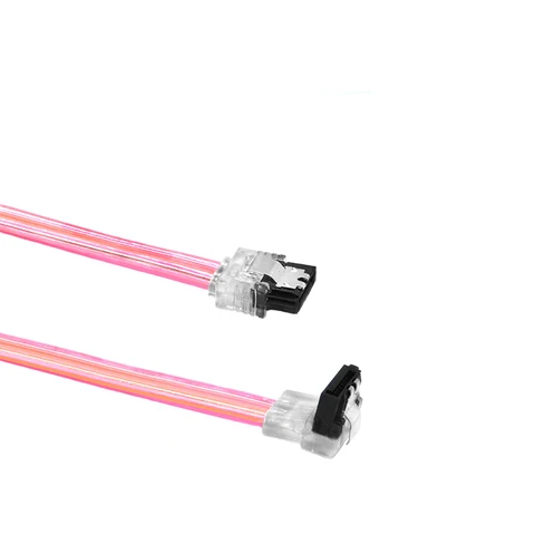 0,1 м/0,3 м/0,5 м/0,7 м/1 м SATA 6 Гб/с кабель, 90 градусов до 180 градусов SATA III 6 Гб/с кабель передачи данных с защелкой прозрачный розовый 50 см