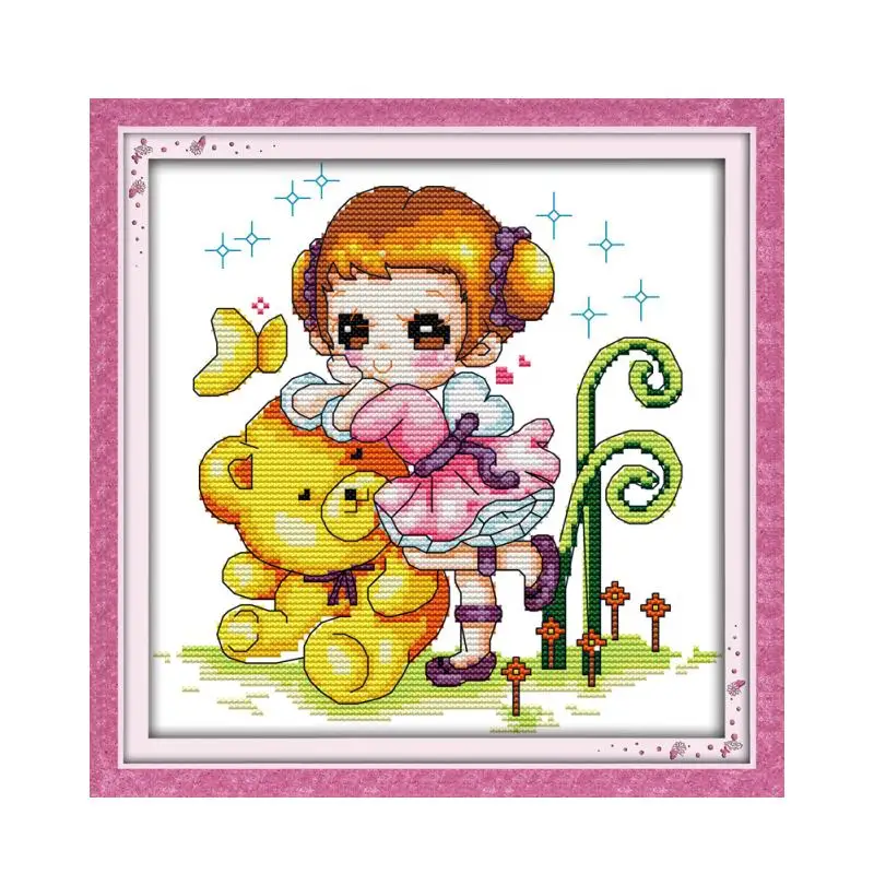 

Набор для вышивки крестом Bear and girl 14ct 11ct, с рисунком, для рукоделия «сделай сам»