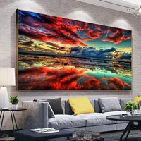 sunset landscape diy diamond painting kits 5d diamond embroidery red clouds cross stitch art living room bedroom home decor