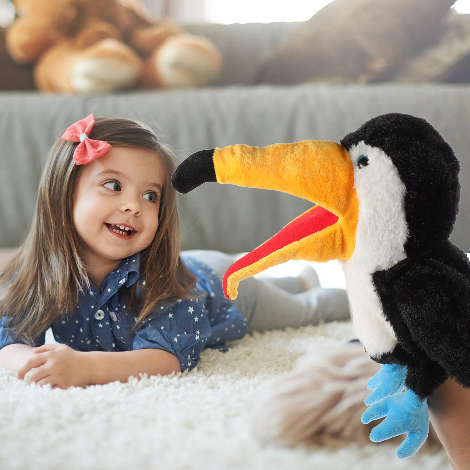 

Bird Puppet Plush Hand Cartoon Story Telling Interactive Toy Emulated Puppets Kids