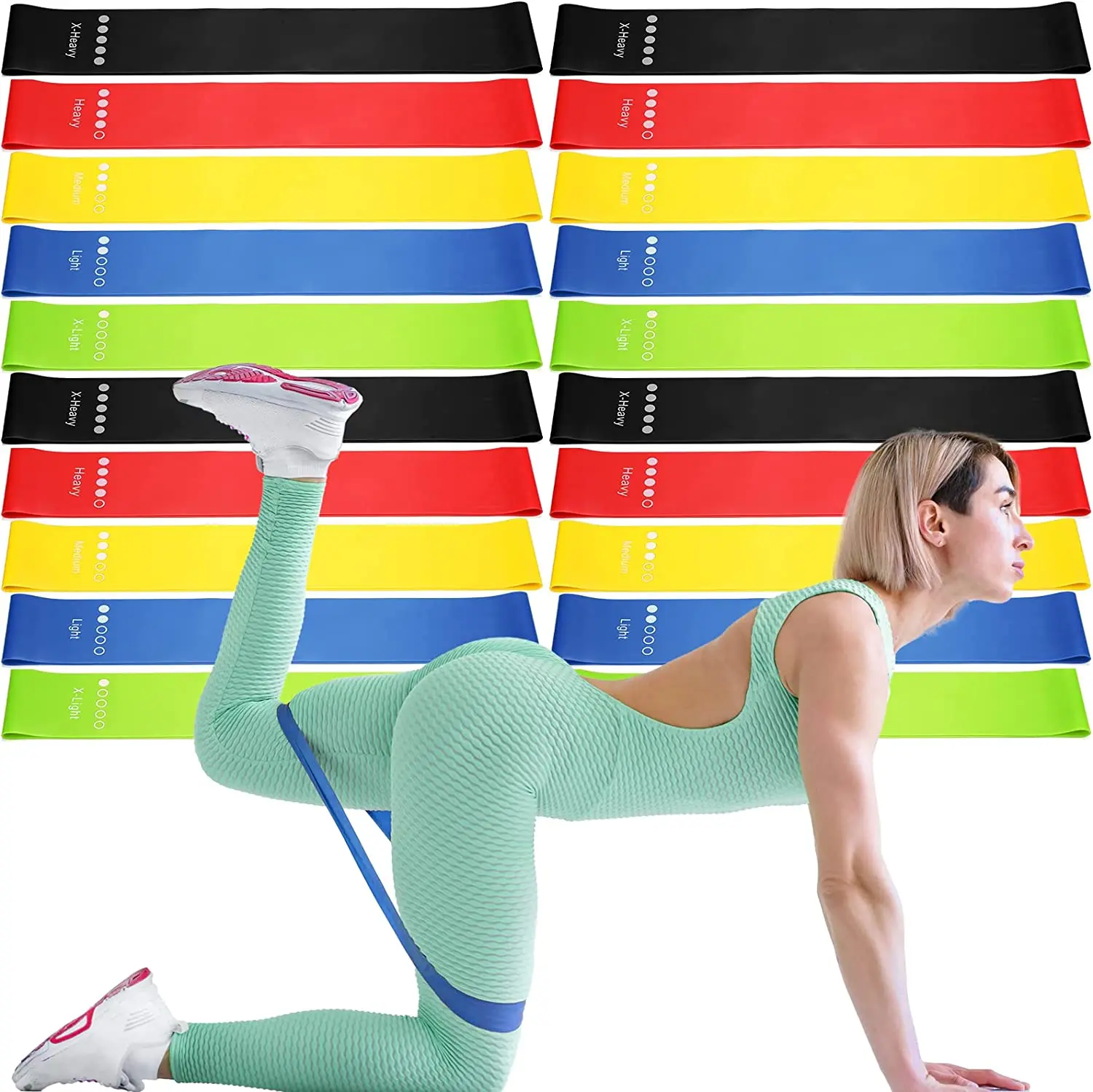 

Resistance Bands 5 Different Resistance Levels Elastic Band Leg Workout Bands with Carry Bag for Booty Working Out Gym