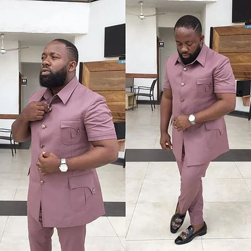 Костюм мужской летний из 2 предметов короткий рукав 5 металлических пуговиц