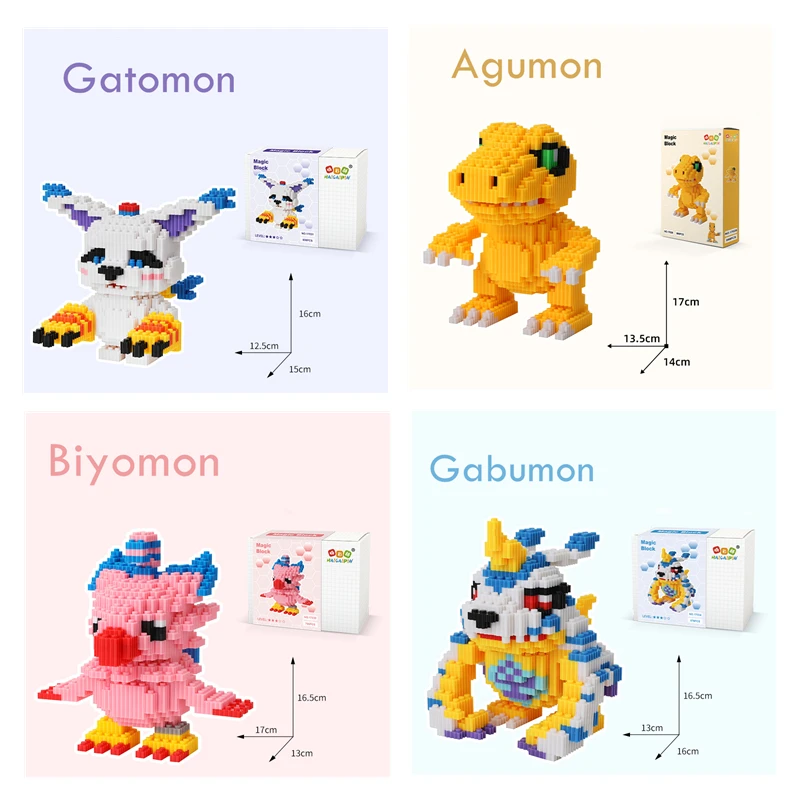 

DIY Digimon Small Building Cartoon Agumon Animal Model Educational Game Toy Graphics Digital Monster Blocks Kids Gift Home Decor