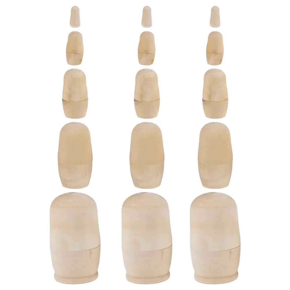 

White Matryoshka Creative Painting Toy DIY Wooden Supplies Desktop Decor Models