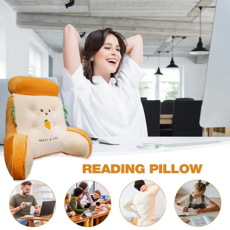 

Back Pillow Washable Bed Rest Pillow Cover Comfy With Detachable Neck Roll Wedge Pillow For Lounging Sleeping Resting Reading