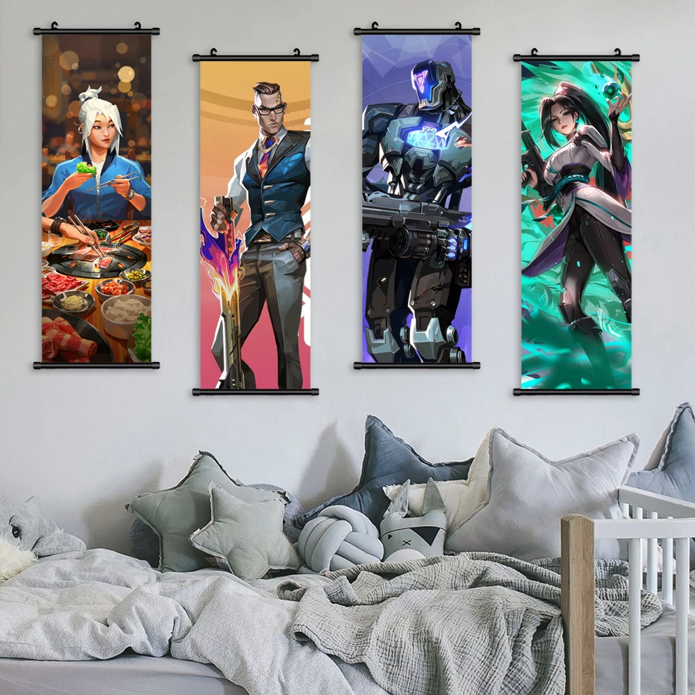 1 шт. аниме игровой постер картина VALORANT подвесные свитки домашний декор