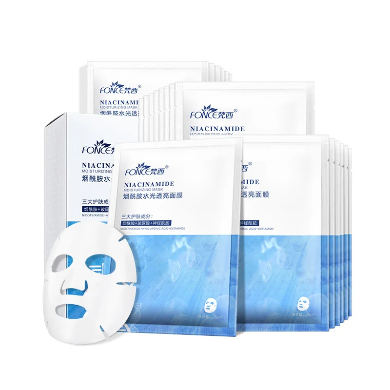 

Fonce Nicotinamide water light bright mask women hyaluronic acid moisturizing silk skin care cleaning box wholesale