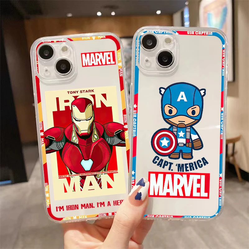 

Cartoon Avengers Clear Phone Case For iPhone 13 12 Pro Max Mini 11 Pro X XR XS Max 6 6S 7 8 Plus Se2 Funda Full Protection