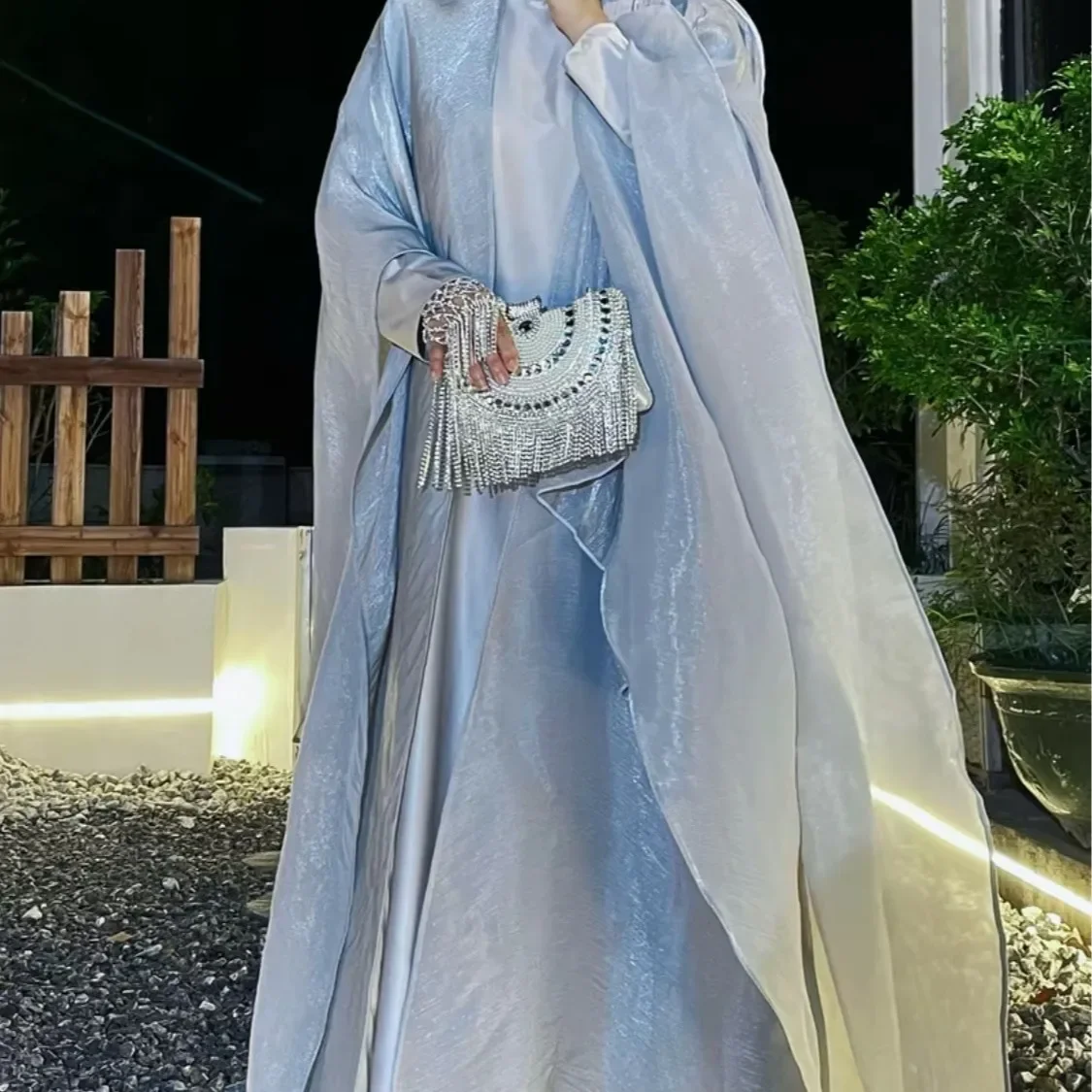 Новый комплект Абая Блестящий открытый внутренний длинный Исламская одежда