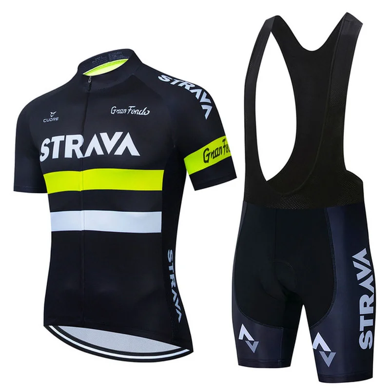 

Новинка лета 2022, черный мужской комплект из Джерси STRAVA с коротким рукавом для езды на велосипеде, быстросохнущая одежда для езды на горном в...