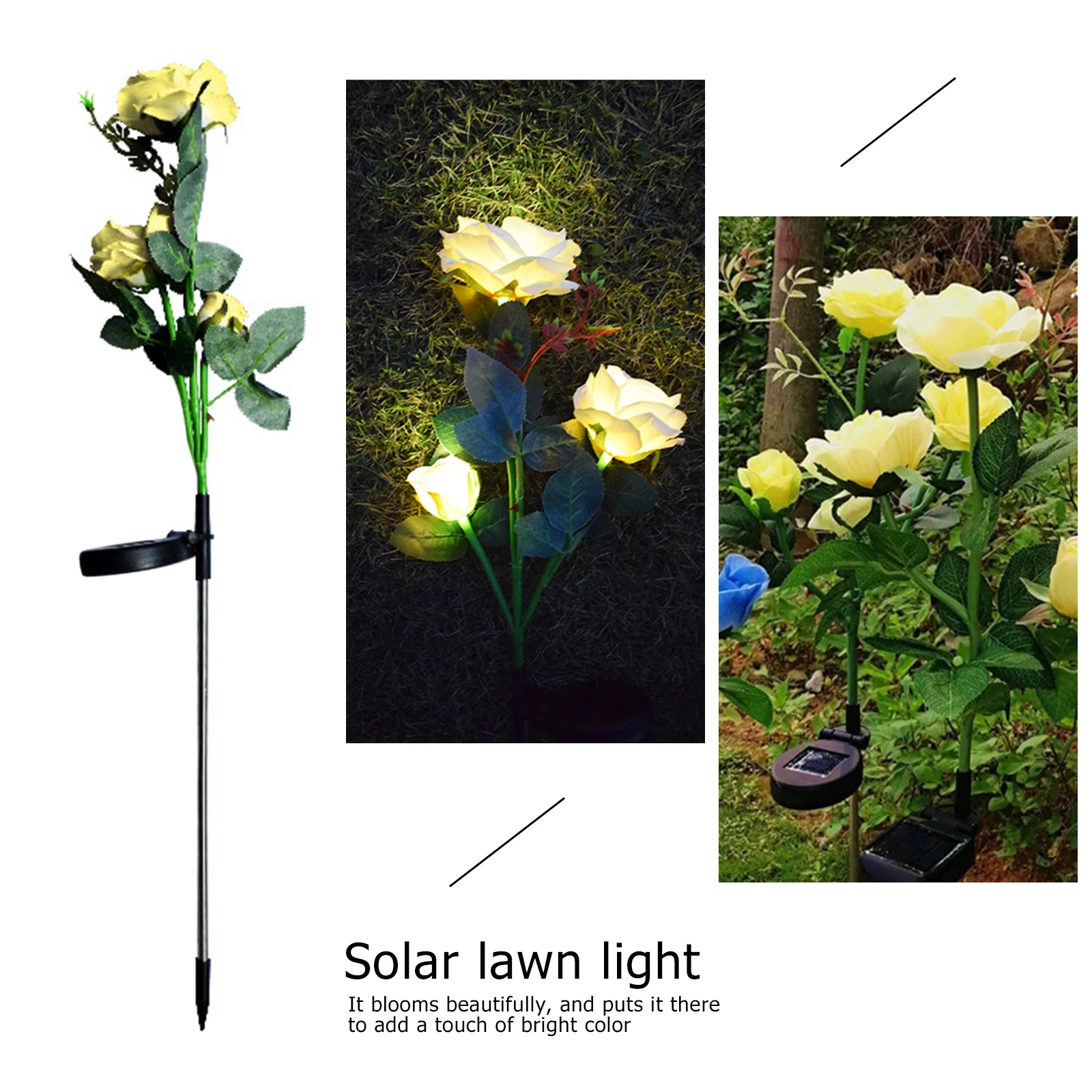 

Уличный садовый светильник на солнечной батарее, лампа с цветами розы для газона, ландшафтный светильник для s, внутреннего дворика, заднего...