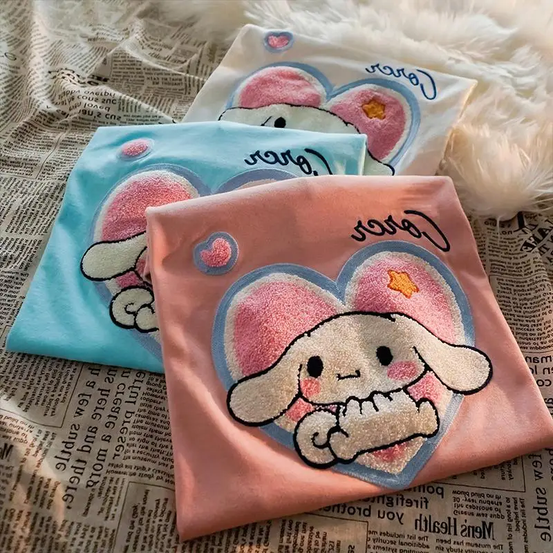 

Kawaii Sanrioed Clothes Short Sleeve Cinnamoroll T-Shirt Cute Anime Short Sleeve Summer Girl Loose Top T-Shirt Short Sleeve Gift