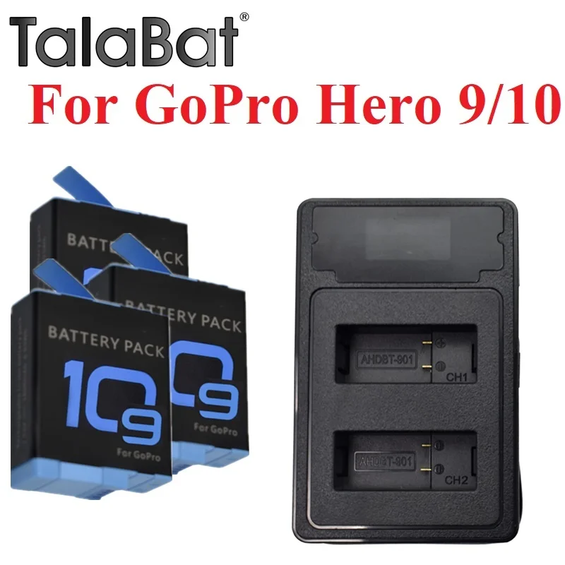 

Аккумулятор для GoPro Hero 10 9 со светодиодной подсветкой, 2 режима