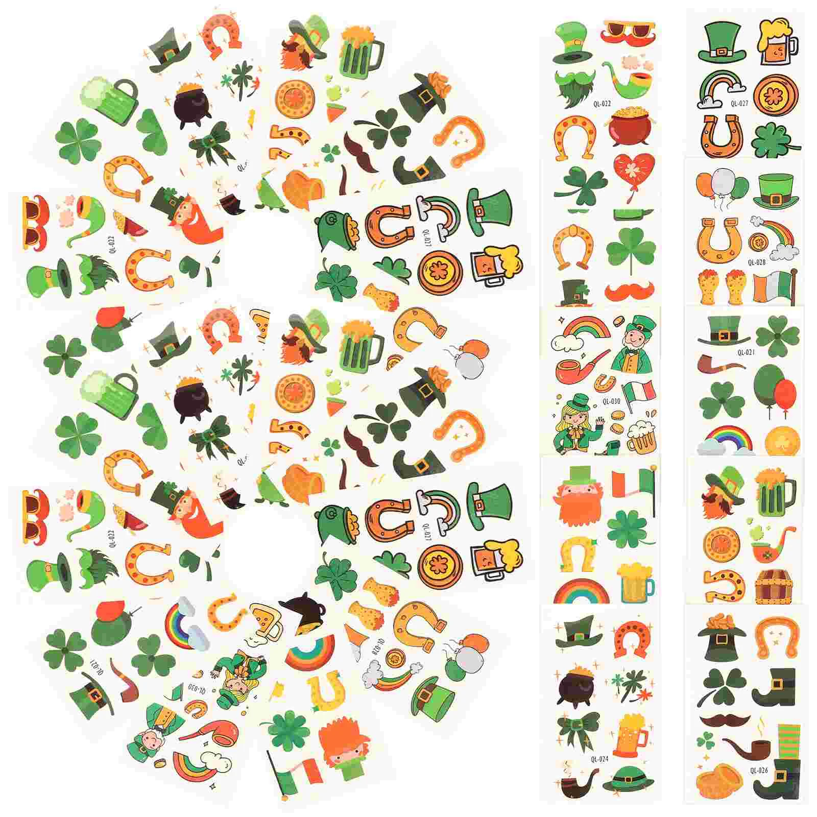 

30 Sheets St. Patrick's Day Temporary Face Tattoos Shamrock Tattoos Stickers St Patrick Party Favors Decor