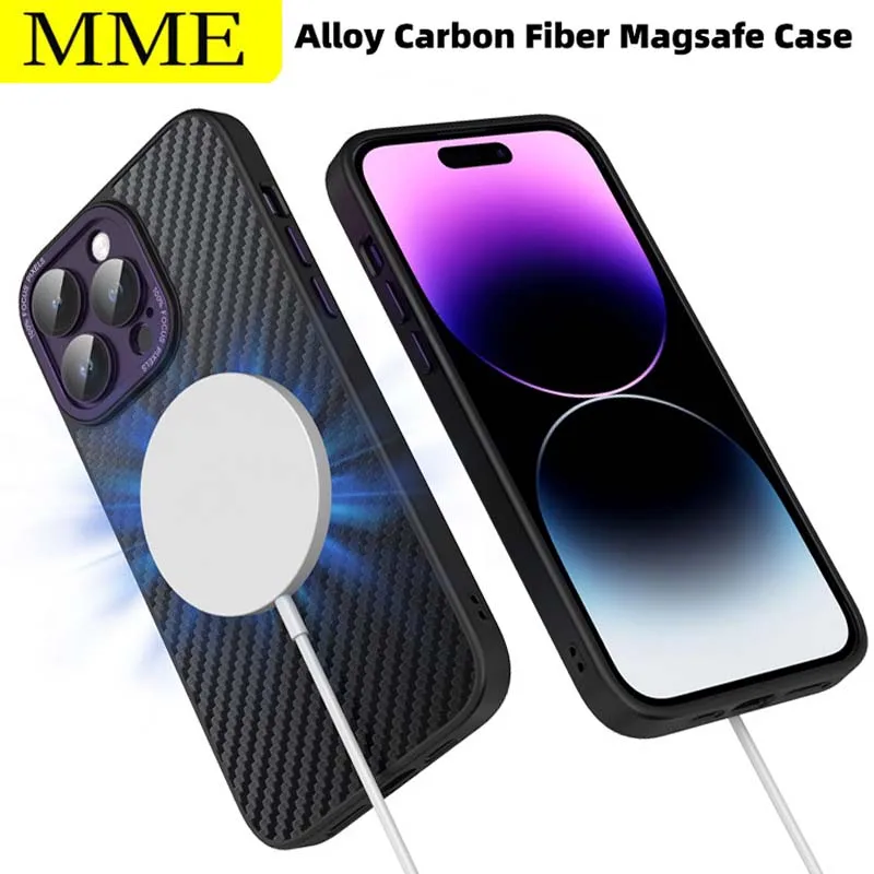 

Z-SHOW Carbon Fiber Magsafe For IPhone 14 Pro Max Case Ultra-thin Superhard Metal Lens protec Magnetic Shockproof Cover Coque