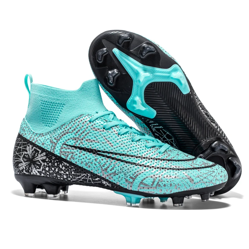 Men's High Top Football Boots Anti-Skid Soccer Shoes FG/TF Wear-Resistant Training Shoes Boy's Outdoor Soccer Cleats 2023 New