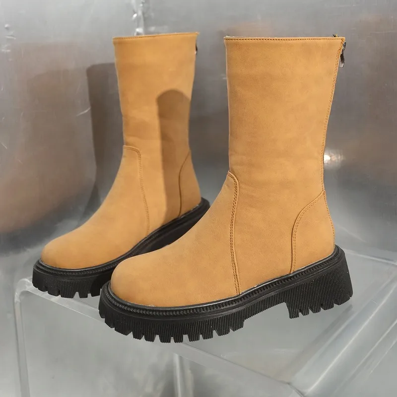 Женские высокие сапоги на платформе и высоком каблуке