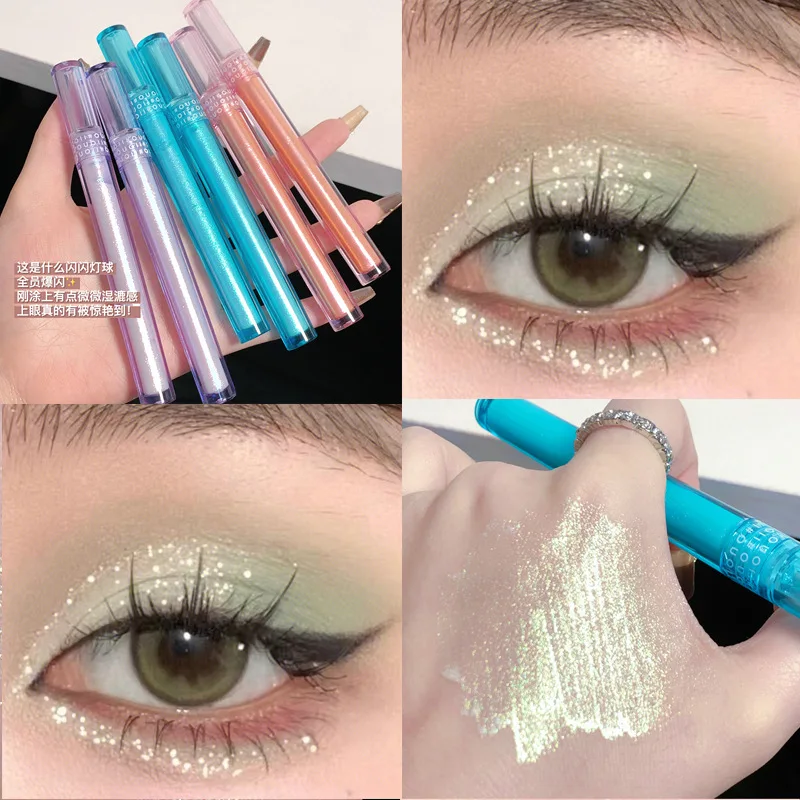 

Glitter Highlighter Liquid Eyeshadow Shimmer Sequins Glitter Pearlescent Lying Silkworm Liquid High Gloss Eye Shadow Cosmetics