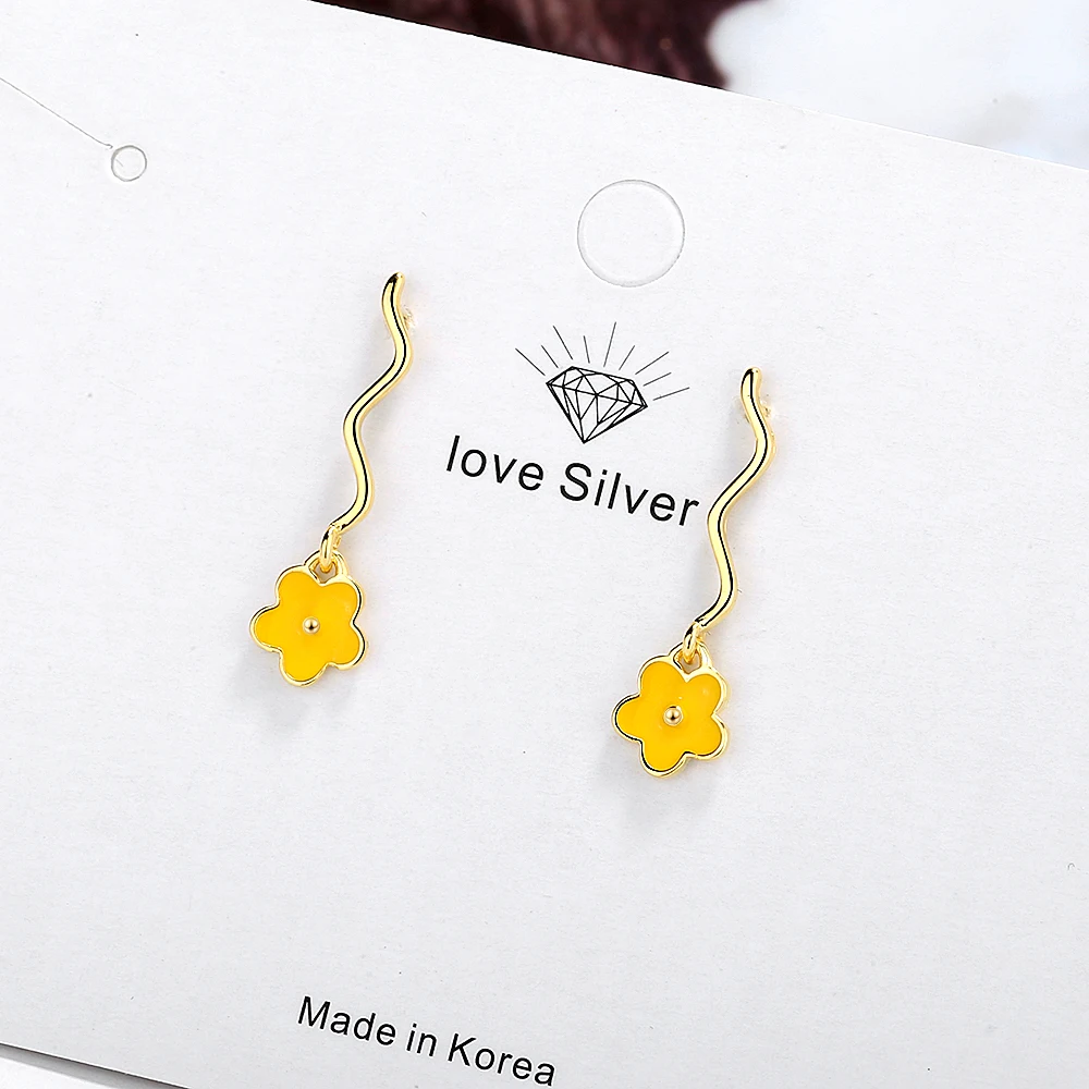 

Todorova Fashion Korean Red Yellow Oil Drop Flower Wave Stud Earrings For Women Chic Wedding Party Jewelry Accessories